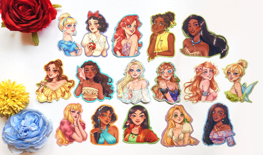 Classic Princesses Holographic Stickers