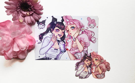 My Melo and Kuro Boba print and sticker