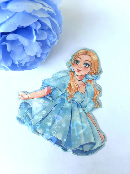 Cute Puffy Dress Holographic Stickers