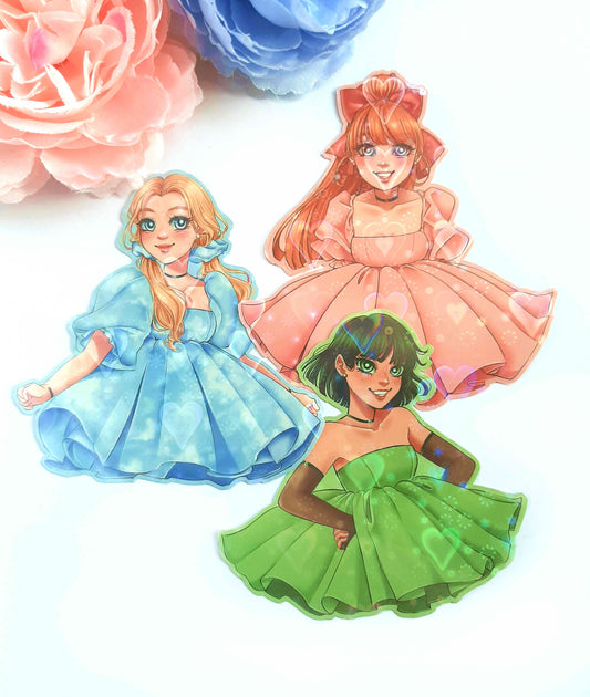 Cute Puffy Dress Holographic Stickers