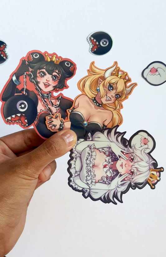 Bowsette, Boosette & Chompette Stickers