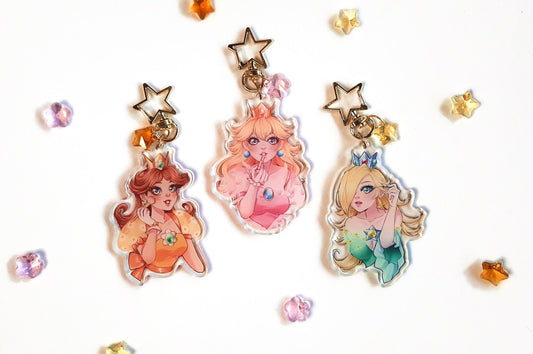 Peach, Daisy & Rosa Makeup Acrylic Keychains