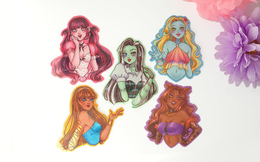 Monster Girls Holographic Stickers