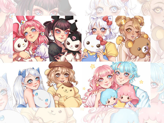 Kawaii anime friends Prints